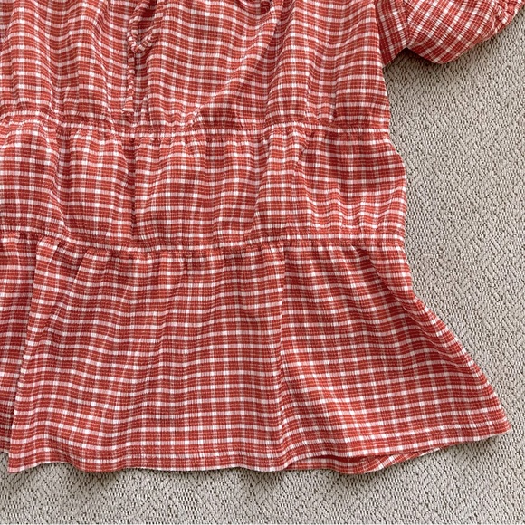 NWT Madewell Women's Omaha Peplum Gingham Tiered Keyhole Top - Picture 5 of 8